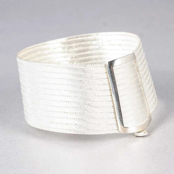 925 Ayar Gümüş 13 Sıra Trabzon Hasırı Bileklik - Resim 2