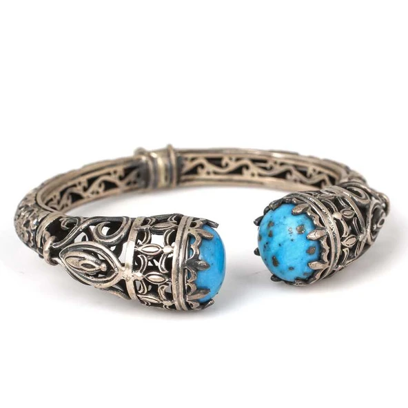 925 Ayar Gümüş Firuze Taşlı Konstantin Bilezik ürün görseli 1