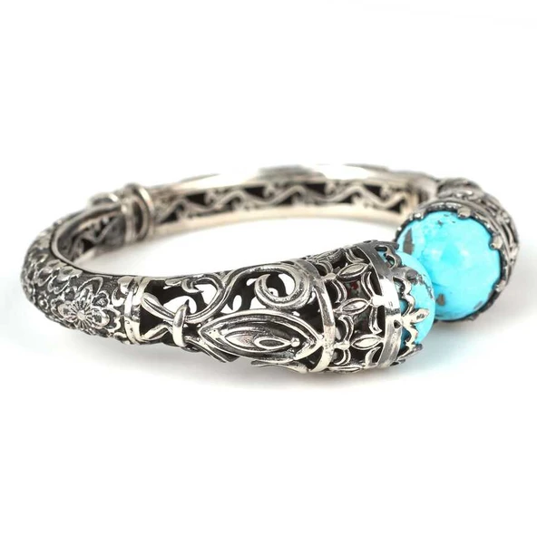 925 Ayar Gümüş Has Firuze Taşlı Konstantin Bilezik ürün görseli