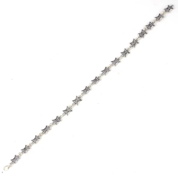 925 Ayar Gümüş Lale Motifli Telkâri Bileklik - Resim 2