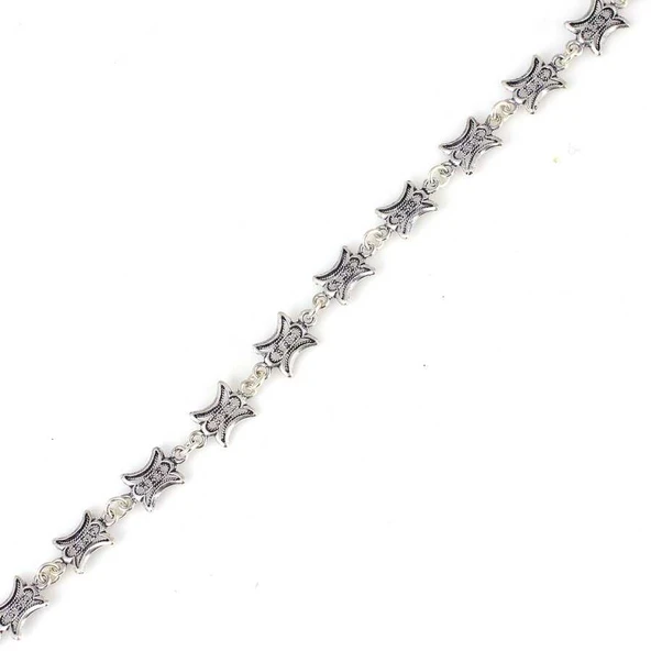 925 Ayar Gümüş Lale Motifli Telkâri Bileklik - Resim 3