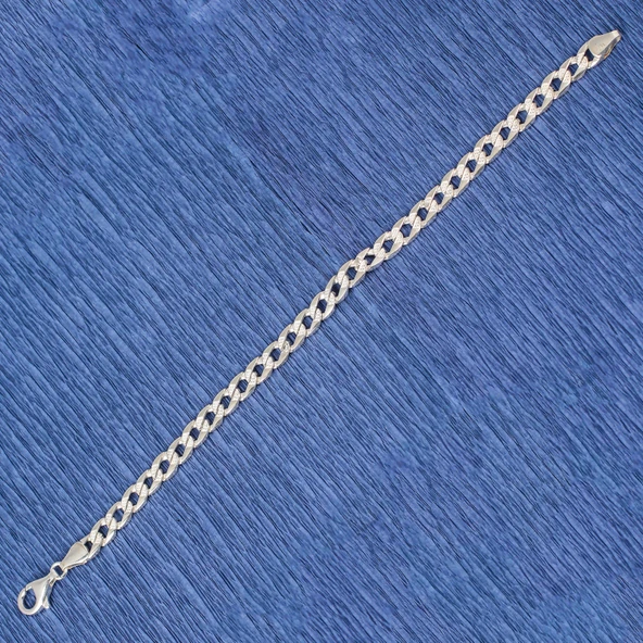 925 Ayar Gümüş Taşsız Zincir bileklik - Resim 3