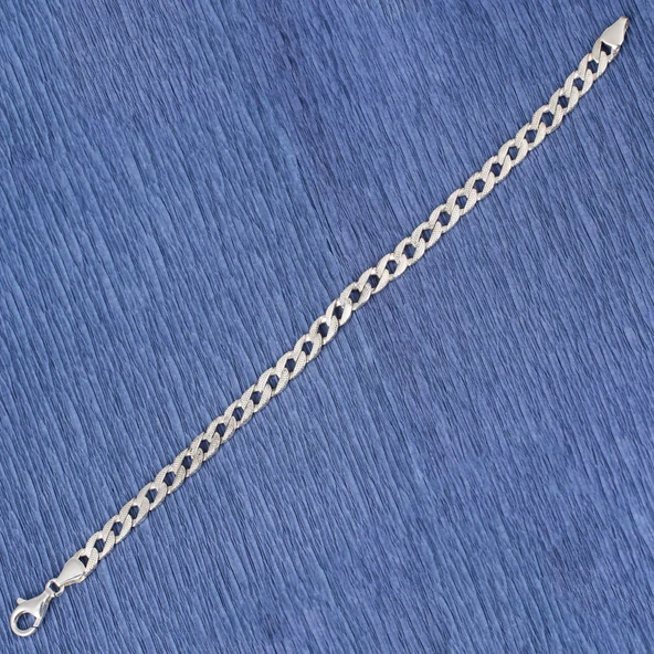 925 Ayar Gümüş 0,6 mm Desenli Zincir Bileklik - Resim 4