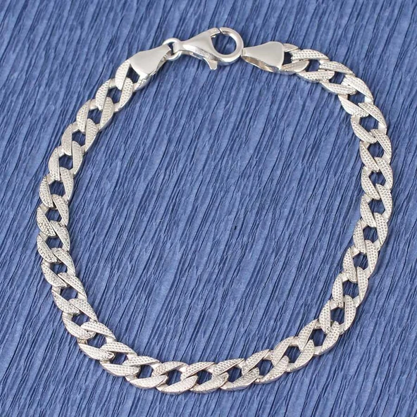 925 Ayar Gümüş 0,6 mm Desenli Zincir Bileklik ürün görseli 1