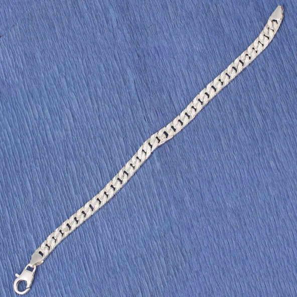 925 Ayar Gümüş 0,70 x 0,90 mm Zincir Bileklik - Resim 6