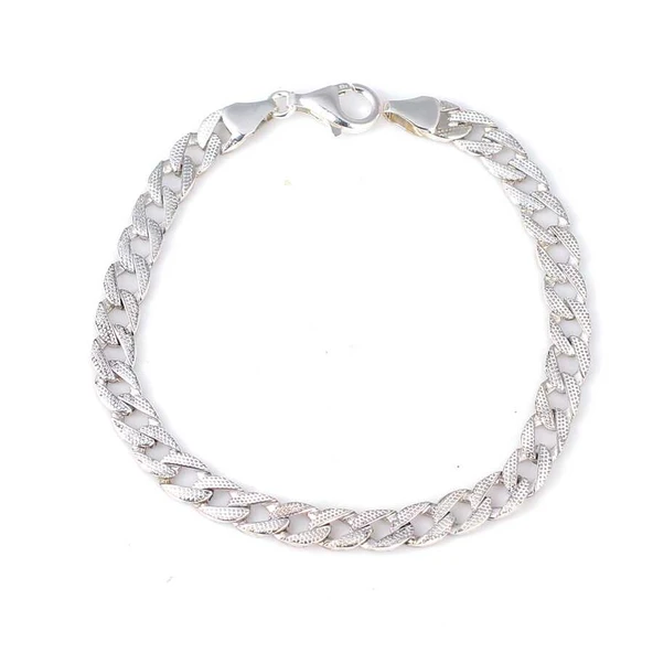 925 Ayar Gümüş 0,6 mm Desenli Zincir Bileklik - Resim 2