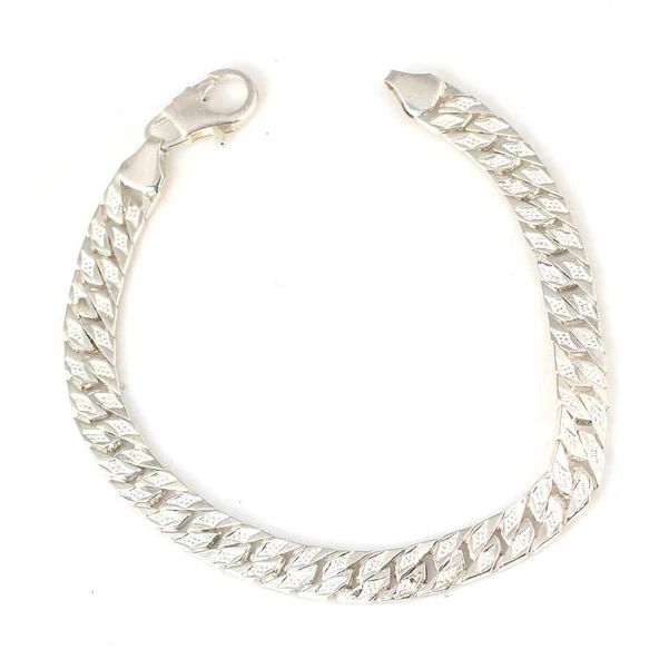 925 Ayar Gümüş 0,70 x 0,90 mm Zincir Bileklik - Resim 4