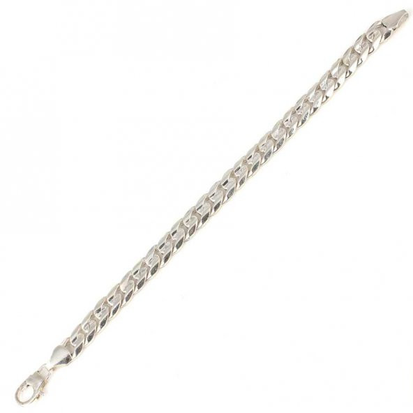925 Ayar Gümüş 0,9 x 12 mm Sade Zincir Bileklik - 4