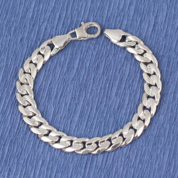 925 Ayar Gümüş 0,9 x 12 mm Sade Zincir Bileklik - 3