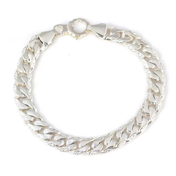 925 Ayar Gümüş 0,9 x 12 mm Zincir Bileklik - Resim 2