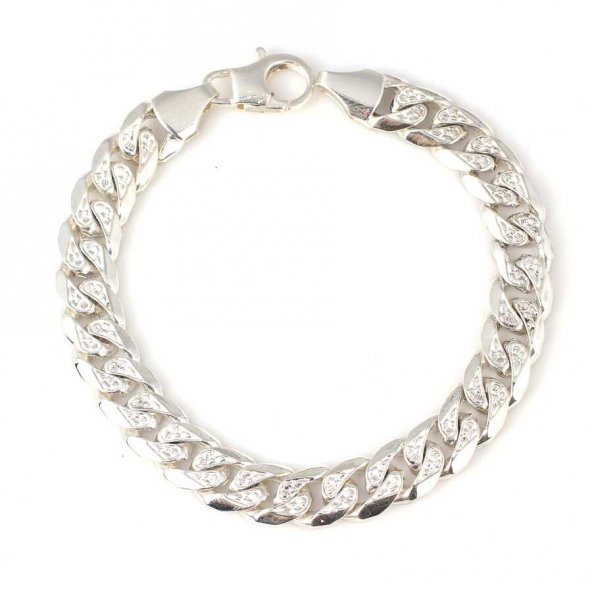 925 Ayar Gümüş Desenli Zincir Bileklik, 0,9 x 12 mm - 2