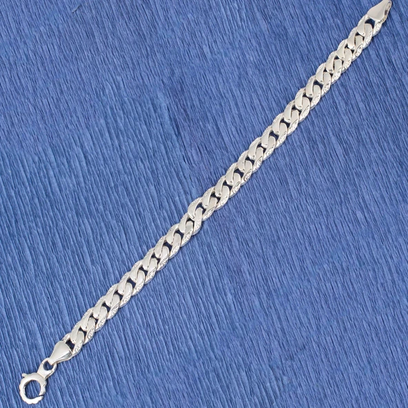 925 Ayar Gümüş 0,9 x 12 mm Zincir Bileklik - Resim 4