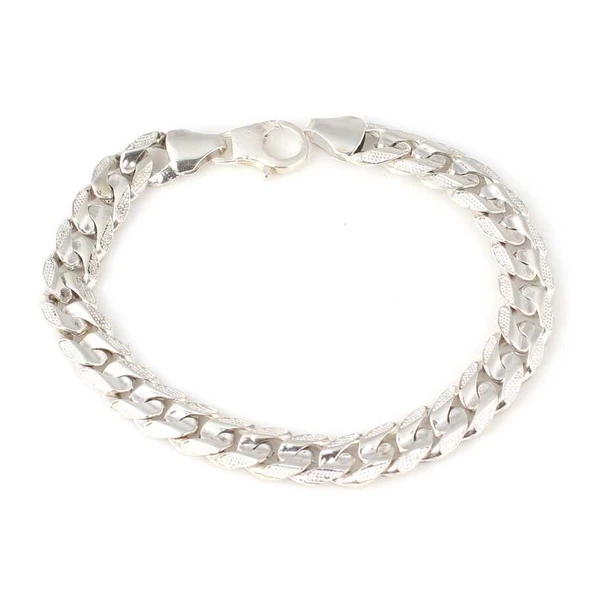 925 Ayar Gümüş 0,9 x 12 mm Zincir Bileklik, Desenli - Resim 2