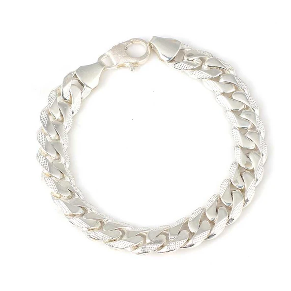 925 Ayar Gümüş 10 x 13 mm Desenli Zincir Bileklik - Resim 2