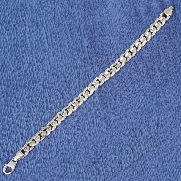 925 Ayar Gümüş 0,9 x 12 mm Zincir Bileklik, Desenli - Resim 4