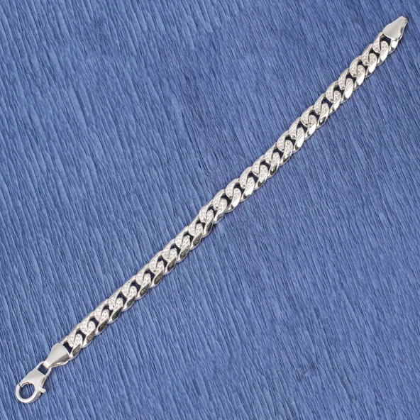 Gümüş Desenli Zincir Bileklik, 0,9 x 12 mm - Resim 4