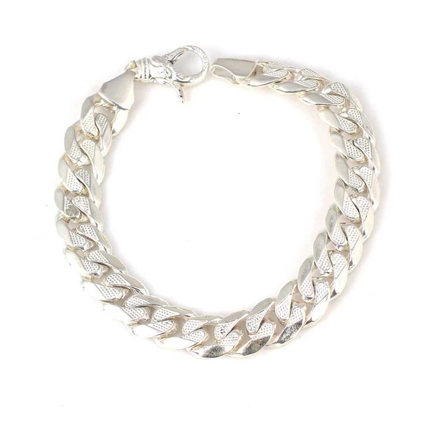 925 Ayar Gümüş 10 x 13,5 mm Zincir Bileklik - Resim 2