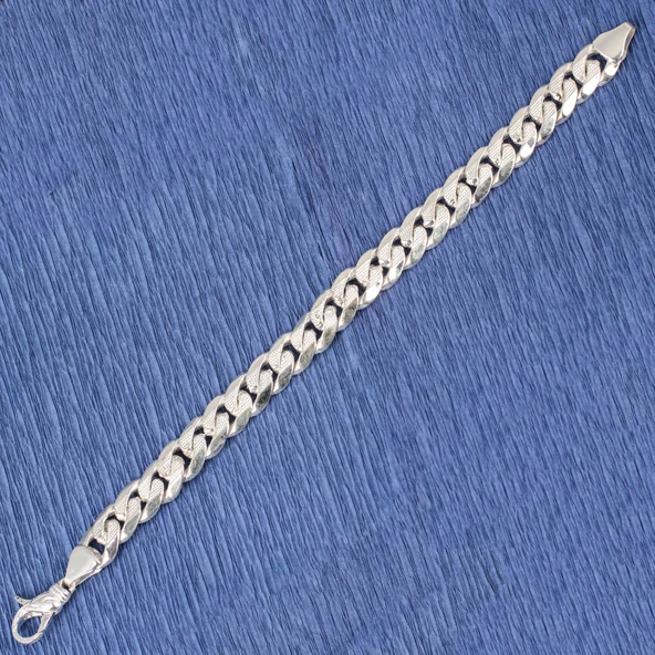 925 Ayar Gümüş 10 x 13,5 mm Zincir Bileklik - Resim 4