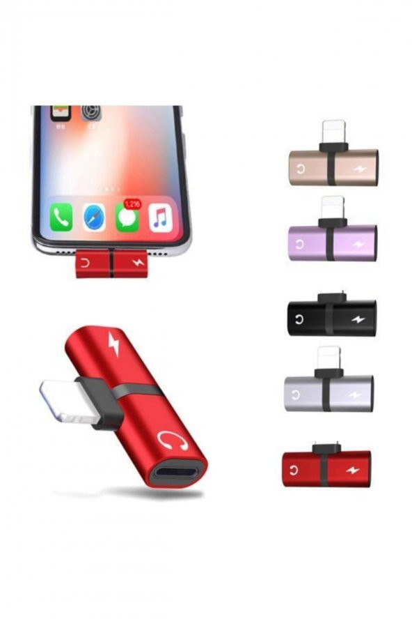 Cube Iphone 7 8 X Xr Xs 11 Için 2 In 1 Ses Şarj Çift Adaptör Splitter - 2