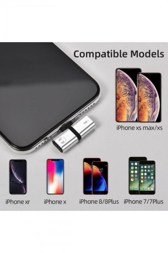 Cube Iphone 7 8 X Xr Xs 11 Için 2 In 1 Ses Şarj Çift Adaptör Splitter - 3