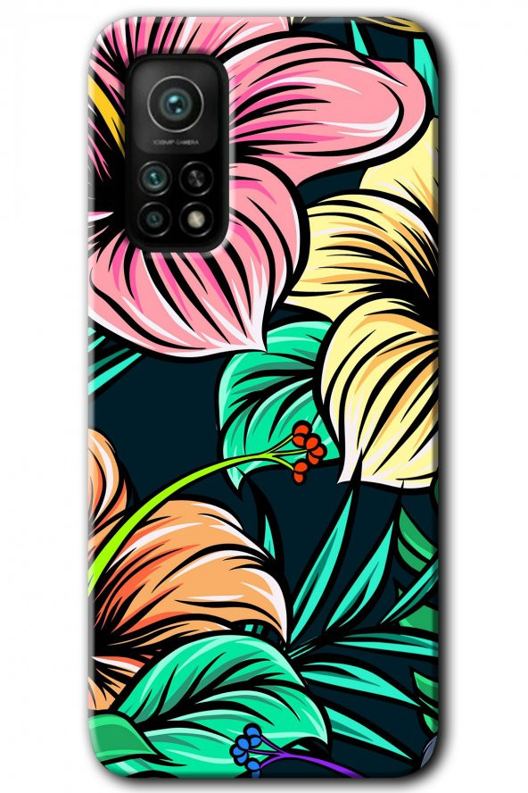 Xiaomi Mi 10T Kılıf HD Desen Baskılı Arka Kapak - Çizim Çiçekler