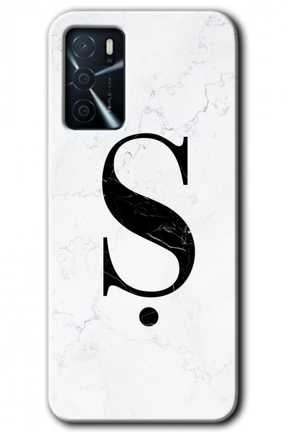 Oppo A16 Kılıf HD Desen Baskılı Arka Kapak - Beyaz Mermer Desenli Ş Harfi