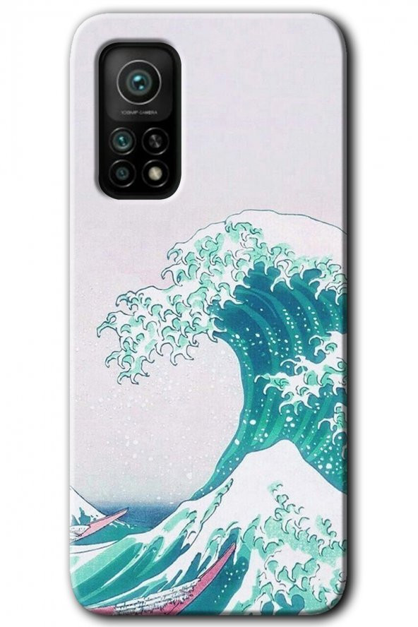 Xiaomi Mi 10T Kılıf HD Desen Baskılı Arka Kapak - Dalga - 1