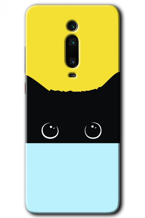Xiaomi Mi 9T Kılıf HD Desen Baskılı Arka Kapak - Kara-Kedi