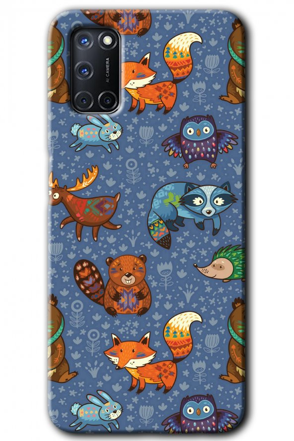 Oppo A92 Kılıf HD Desen Baskılı Arka Kapak - Animals Funny