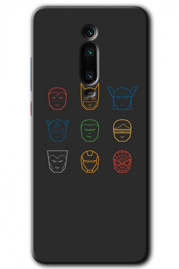Xiaomi Mi 9T Kılıf HD Desen Baskılı Arka Kapak - Avengers Minimalism - 1