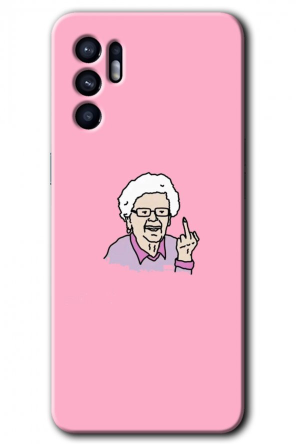Oppo Reno 6 Kılıf HD Desen Baskılı Arka Kapak - Bad Grandmother - 1
