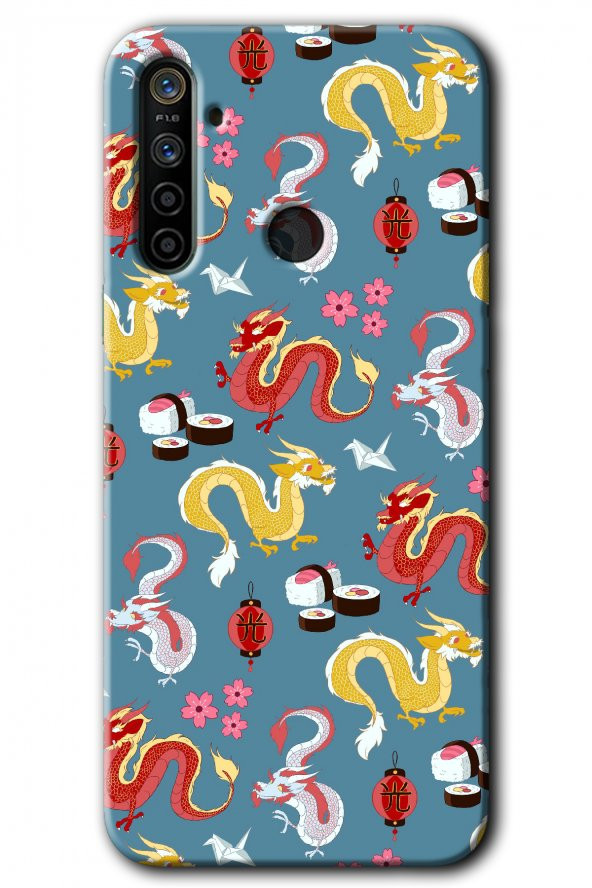 Realme 6i Kılıf HD Desen Baskılı Arka Kapak - Funky Dragon
