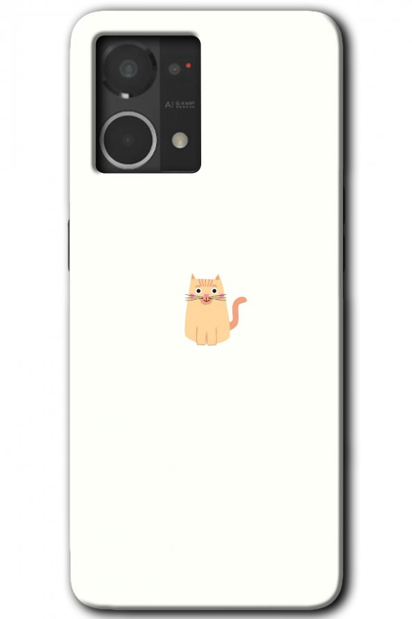 Oppo Reno 7 4G Kılıf HD Desen Baskılı Arka Kapak - Cat Minimalism - 1