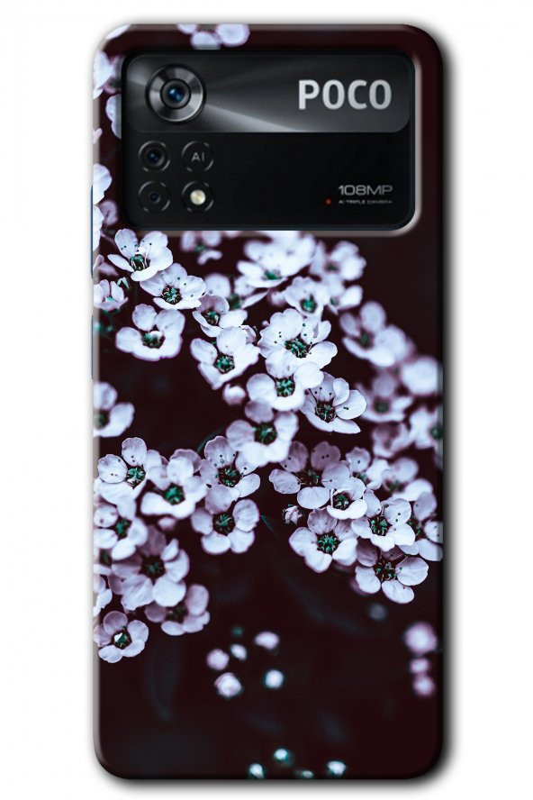 Poco x4 Pro Kılıf HD Desen Baskılı Arka Kapak - Beyaz Çiçek