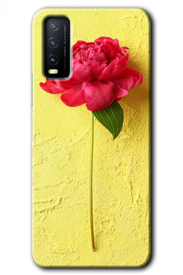 Vivo Y20s Kılıf HD Desen Baskılı Arka Kapak - Kırmızı Gül