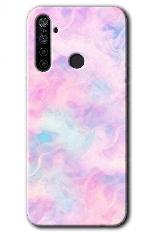 Realme 6i Kılıf HD Desen Baskılı Arka Kapak - Pembe-Duman