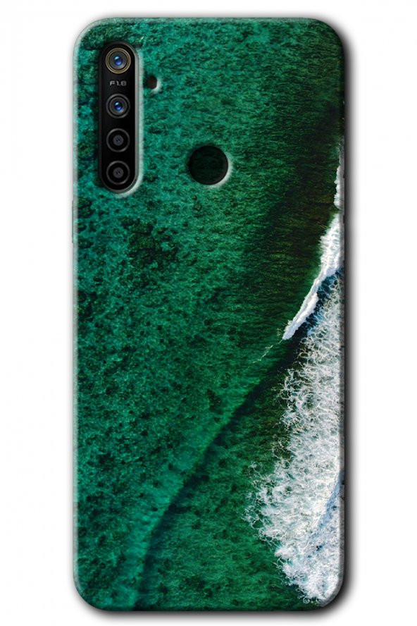 Realme 5i Kılıf HD Desen Baskılı Arka Kapak - Yeşil Okyanus - 1