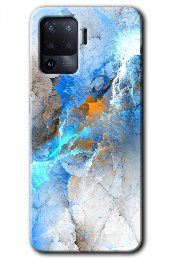 Oppo Reno 5 Lite Kılıf HD Desen Baskılı Arka Kapak - Mavi Buzul - 1