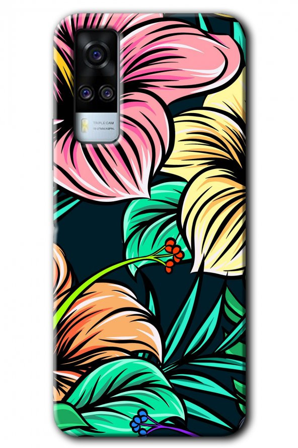Vivo Y53s Kılıf HD Desen Baskılı Arka Kapak - Çizim Çiçekler