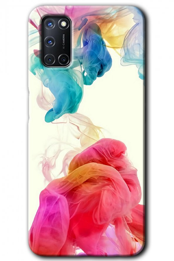 Oppo A52 Kılıf HD Desen Baskılı Arka Kapak - Gökkuşağı Color