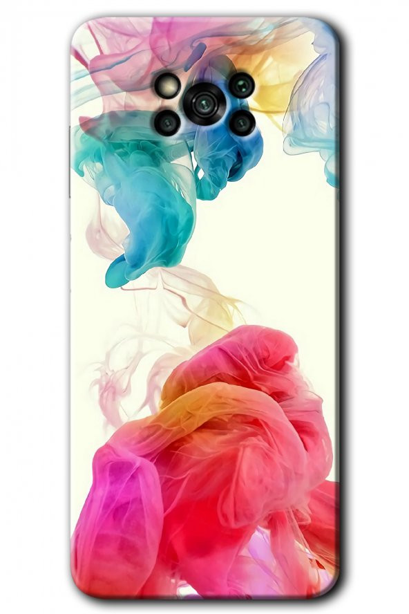 Poco x3 NFC Kılıf HD Desen Baskılı Arka Kapak - Gökkuşağı Color