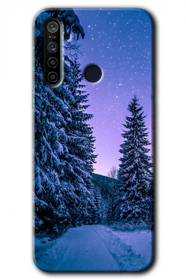 Realme 5i Kılıf HD Desen Baskılı Arka Kapak - Kış Manzarası - 1