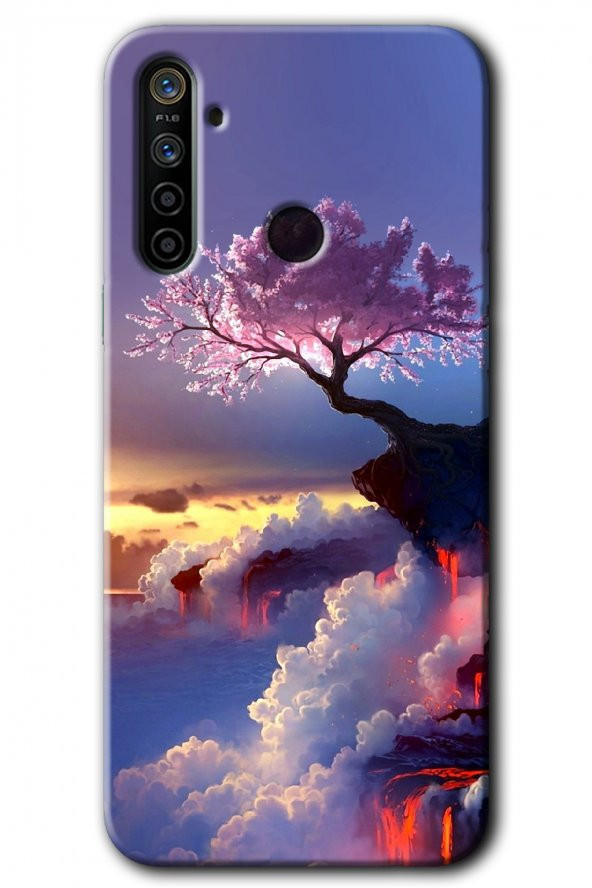 Realme 6i Kılıf HD Desen Baskılı Arka Kapak - Wash Red Wall