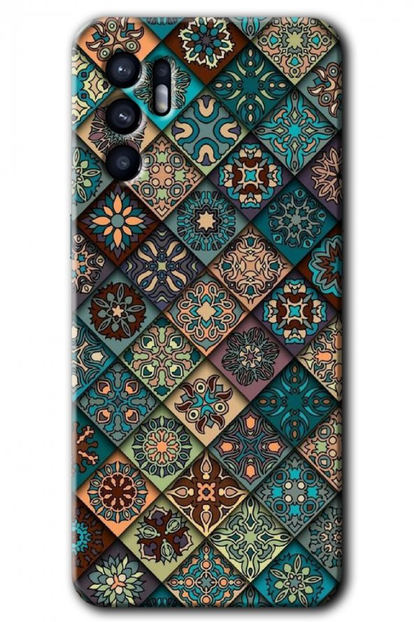 Oppo Reno 6 Kılıf HD Desen Baskılı Arka Kapak - Mat Mandala