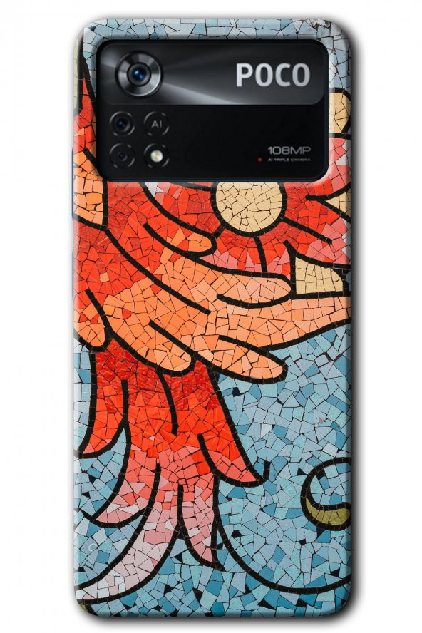 Poco x4 Pro Kılıf HD Desen Baskılı Arka Kapak - Mozaik Çiçek