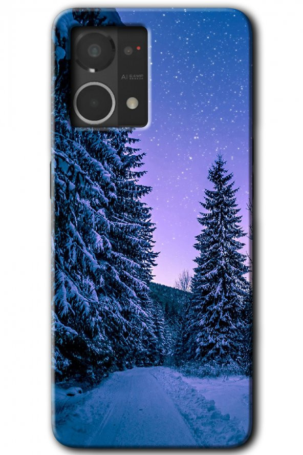 Oppo Reno 7 4G Kılıf HD Desen Baskılı Arka Kapak - Kış Manzarası - 1