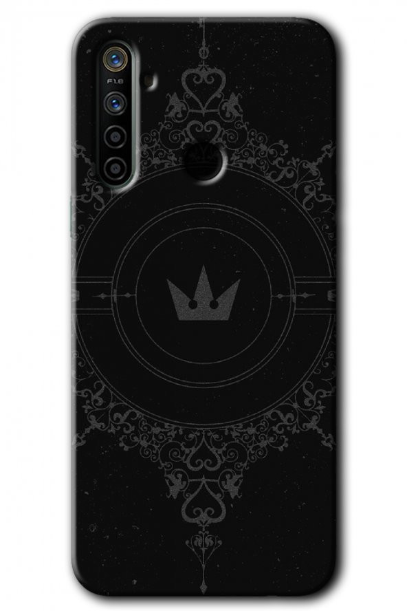 Realme 5i Kılıf HD Desen Baskılı Arka Kapak - Siyah Mandala 1 - 1