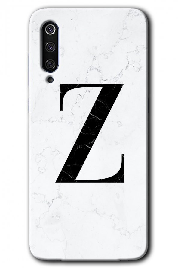 Xiaomi Mi 9 SE Kılıf HD Desen Baskılı Arka Kapak - Beyaz Mermer Desenli Z Harfi
