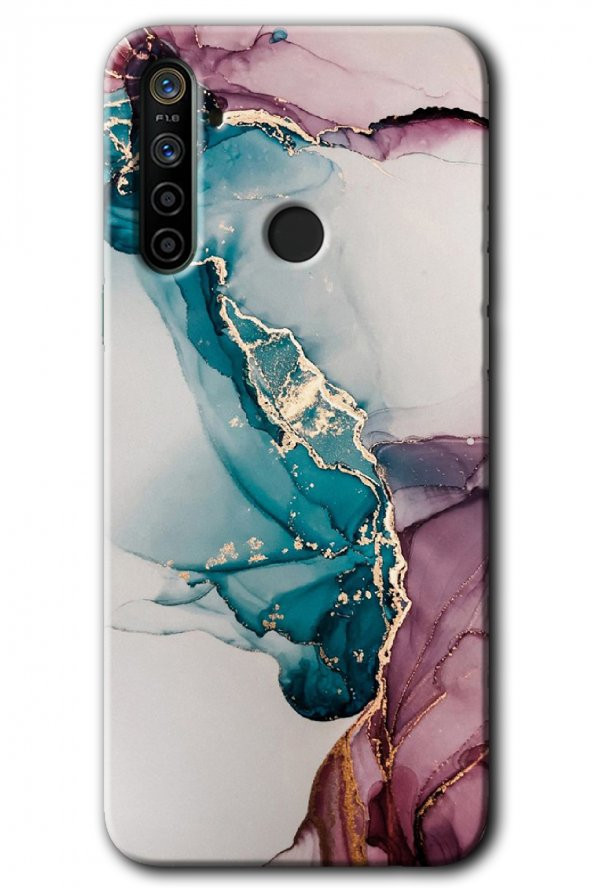 Realme 5i Kılıf HD Desen Baskılı Arka Kapak - Liquid Mermer - 1