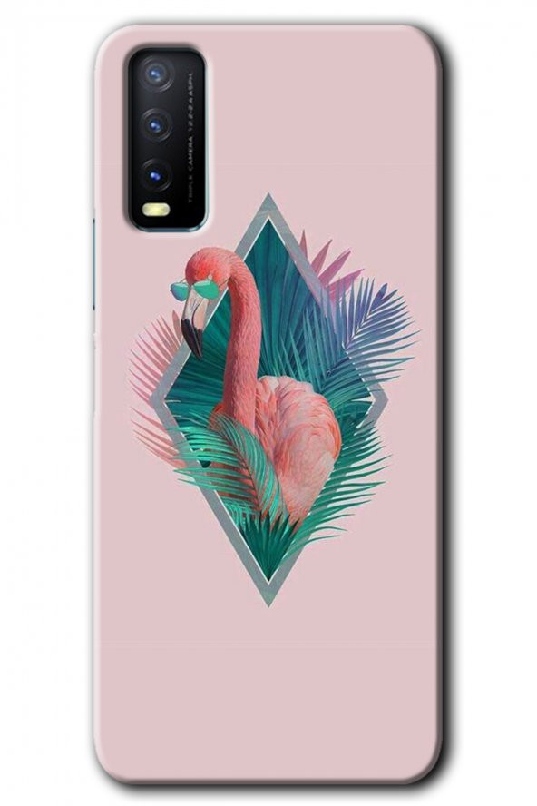 Vivo Y20 Kılıf HD Desen Baskılı Arka Kapak - Flamingo